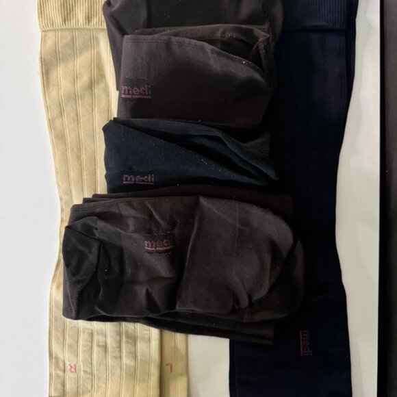 New 6 Pr Medi  Mild Calf Compression Socks-1 Beige, 3 Brown, 2 Blue Sz XL - Picture 3 of 4